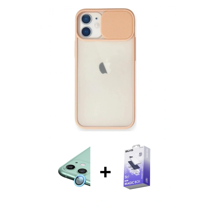 MARSİLYAN™- iPhone 11 Kılıf Vadi Çizgi - Siyah Bilvis 5in1 5D Magic Hayalet Cam Ekran Koruyucu + Raze Metal Kamera Lens - MI