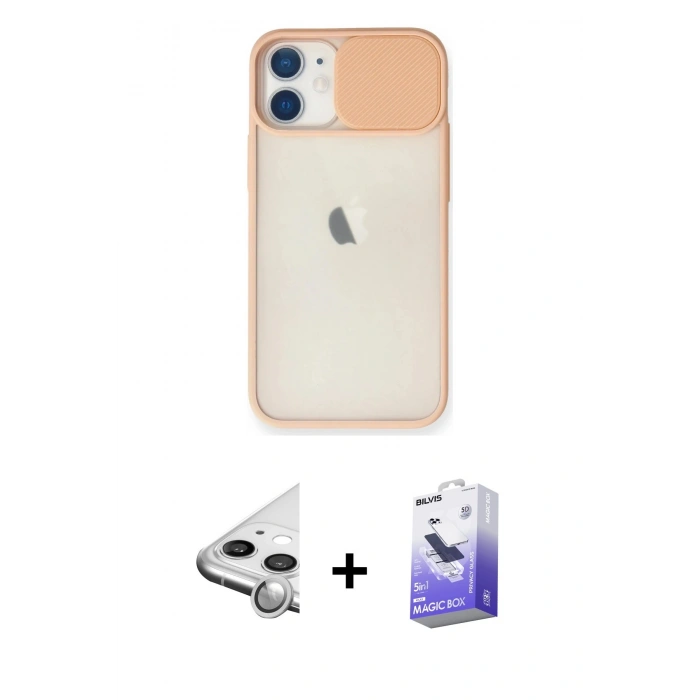 MARSİLYAN™- iPhone 11 Kılıf Vadi Çizgi - Siyah Bilvis 5in1 5D Magic Hayalet Cam Ekran Koruyucu + Raze Metal Kamera Lens - GS