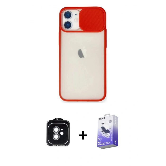 MARSİLYAN™- iPhone 11 Kılıf Vadi Çizgi - Siyah Bilvis 5in1 5D Magic Hayalet Cam Ekran Koruyucu + PVD Metal Kamera Lens - YL