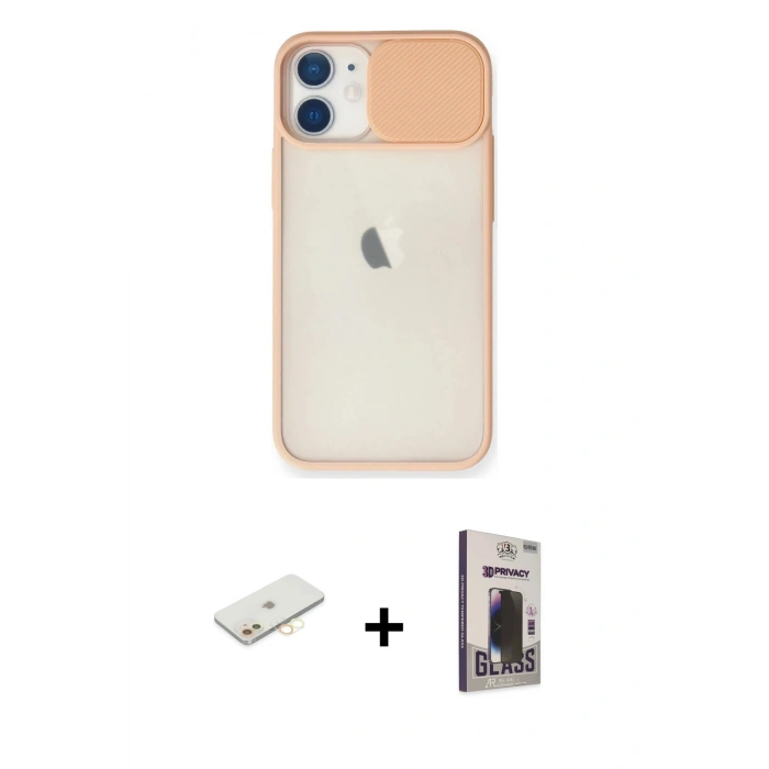 MARSİLYAN™- iPhone 11 Kılıf Vadi Çizgi - Siyah Bilvis Hayalet Cam Ekran Koruyucu + Renkli Kamera Lens Koruma Cam - SI