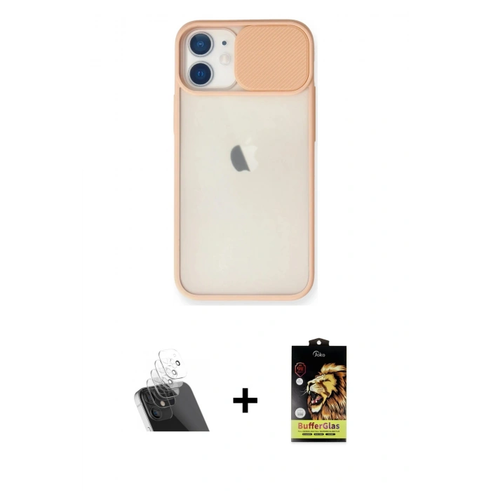 MARSİLYAN™- iPhone 11 Kılıf Vadi Çizgi - Siyah Buffer Cam Ekran Koruyucu + Kamera Lens Koruma Cam - SF
