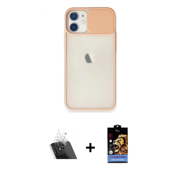 MARSİLYAN™- iPhone 11 Kılıf Vadi Çizgi - Siyah Buffer Hayalet Cam Ekran Koruyucu + Kamera Lens Koruma Cam - SF