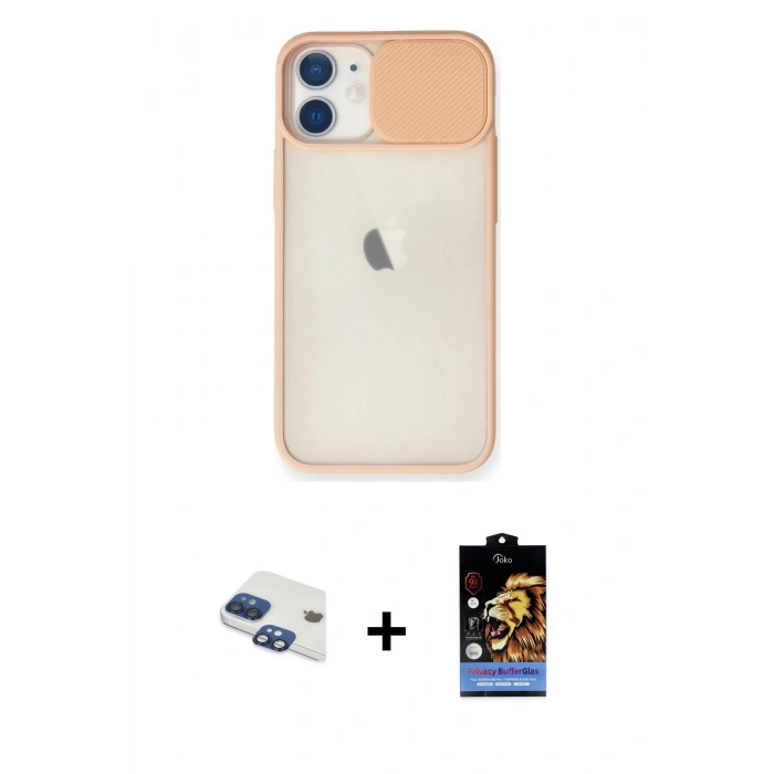 MARSİLYAN™- iPhone 11 Kılıf Vadi Çizgi - Siyah Buffer Hayalet Cam Ekran Koruyucu + Pers Alüminyum Kamera Lens - LT