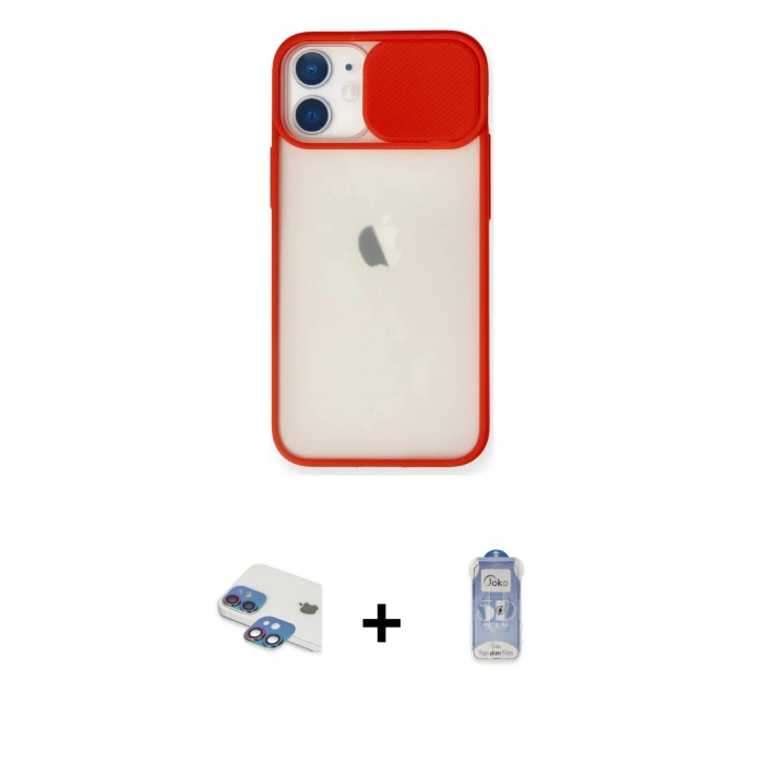 MARSİLYAN™- iPhone 11 Kılıf Vadi Çizgi - Siyah Joko Magic 5D Cam + Pers Alüminyum Kamera Lens - GI