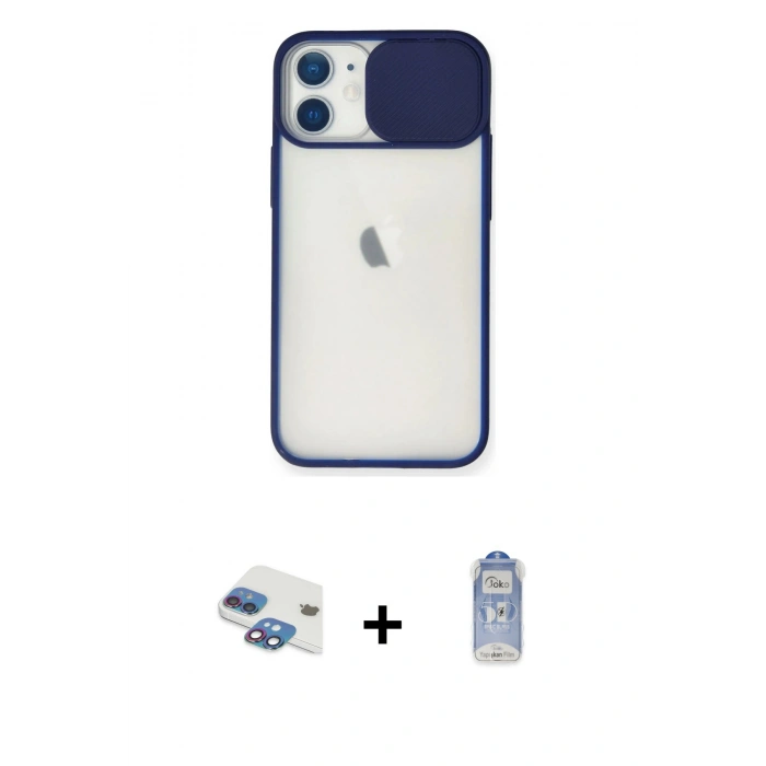 MARSİLYAN™- iPhone 11 Kılıf Vadi Çizgi - Siyah Joko Magic 5D Cam + Pers Alüminyum Kamera Lens - GI