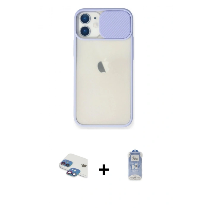 MARSİLYAN™- iPhone 11 Kılıf Vadi Çizgi - Siyah Joko Magic 5D Cam + Pers Alüminyum Kamera Lens - GI