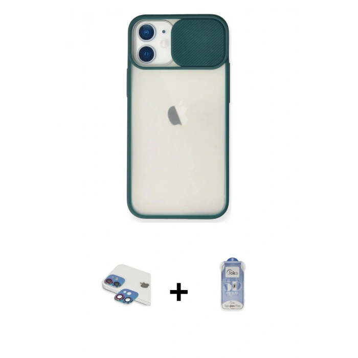 MARSİLYAN™- iPhone 11 Kılıf Vadi Çizgi - Siyah Joko Magic 5D Cam + Pers Alüminyum Kamera Lens - GI