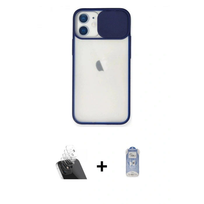 MARSİLYAN™- iPhone 11 Kılıf Vadi Çizgi - Siyah Joko Magic 5D Cam + Kamera Lens Koruma Cam - SF