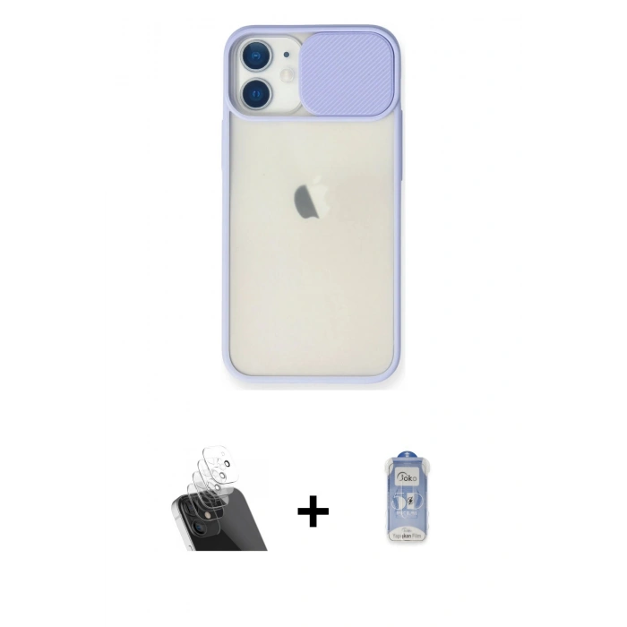 MARSİLYAN™- iPhone 11 Kılıf Vadi Çizgi - Siyah Joko Magic 5D Cam + Kamera Lens Koruma Cam - SF