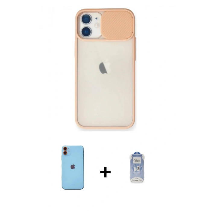 MARSİLYAN™- iPhone 11 Kılıf Vadi Çizgi - Siyah Joko Magic 5D Cam + Neon Fosforlu Kamera Lens - TU