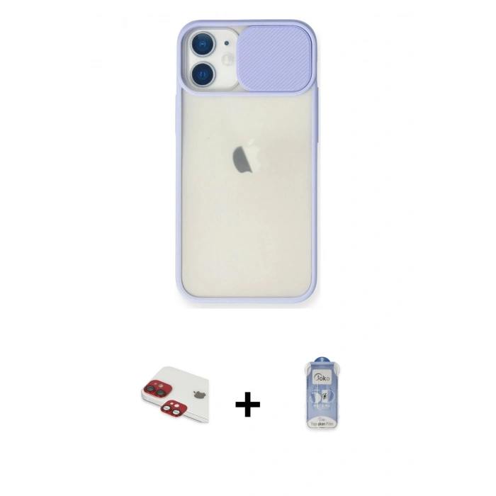 MARSİLYAN™- iPhone 11 Kılıf Vadi Çizgi - Siyah Joko Magic 5D Cam + Pers Alüminyum Kamera Lens - KI