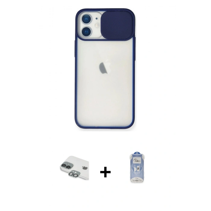 MARSİLYAN™- iPhone 11 Kılıf Vadi Çizgi - Siyah Joko Magic 5D Cam + Pers Alüminyum Kamera Lens - YL