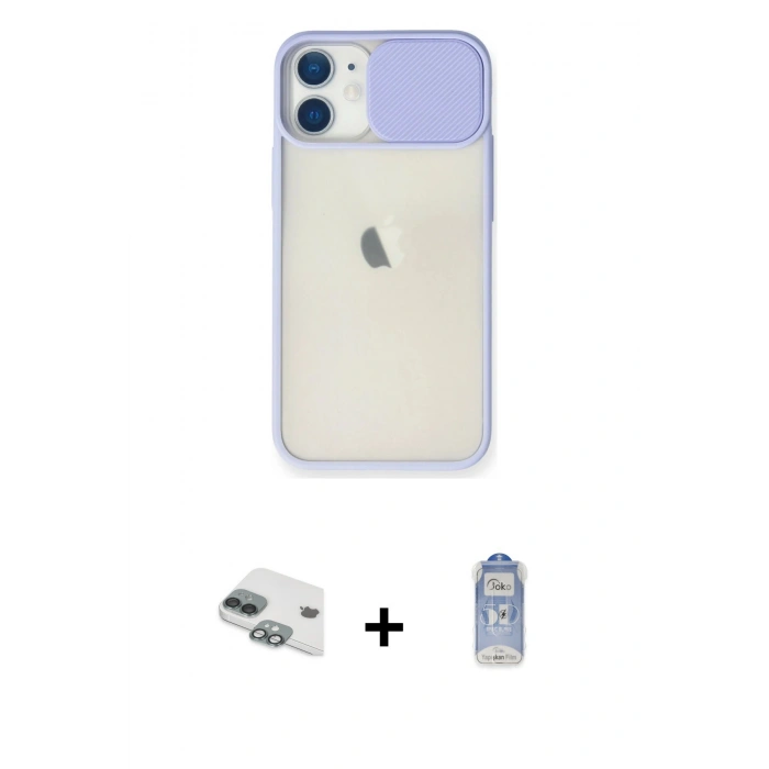 MARSİLYAN™- iPhone 11 Kılıf Vadi Çizgi - Siyah Joko Magic 5D Cam + Pers Alüminyum Kamera Lens - YL
