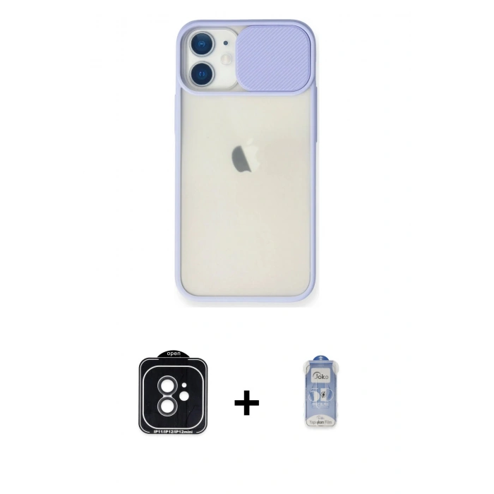 MARSİLYAN™- iPhone 11 Kılıf Vadi Çizgi - Siyah Joko Magic 5D Cam + PVD Metal Kamera Lens - SH