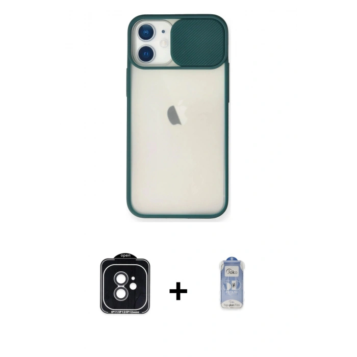 MARSİLYAN™- iPhone 11 Kılıf Vadi Çizgi - Siyah Joko Magic 5D Cam + PVD Metal Kamera Lens - SH