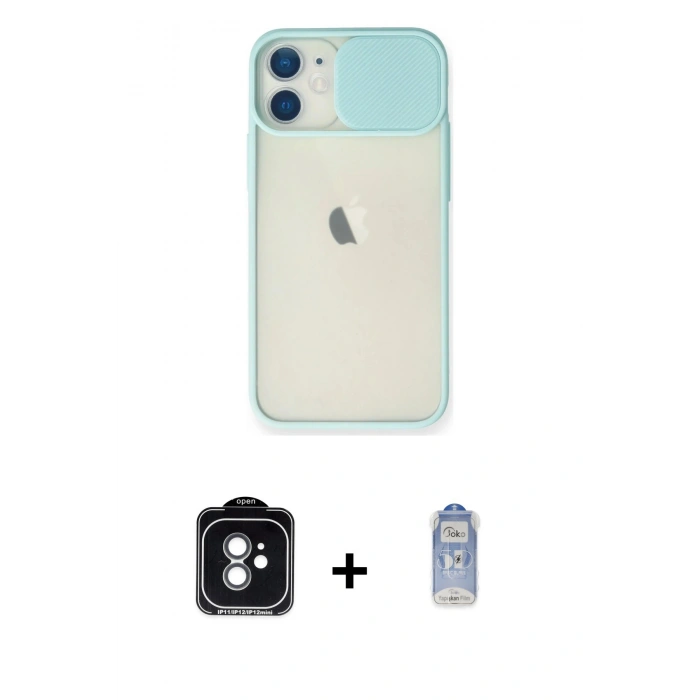 MARSİLYAN™- iPhone 11 Kılıf Vadi Çizgi - Siyah Joko Magic 5D Cam + PVD Metal Kamera Lens - YL