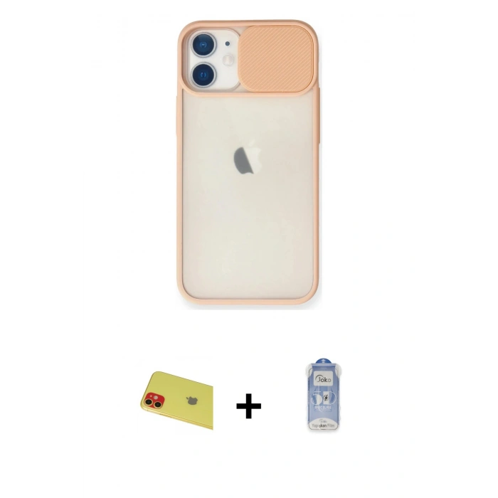 MARSİLYAN™- iPhone 11 Kılıf Vadi Çizgi - Siyah Joko Magic 5D Cam + Rainbow Kamera Lens Koruma Cam - KI
