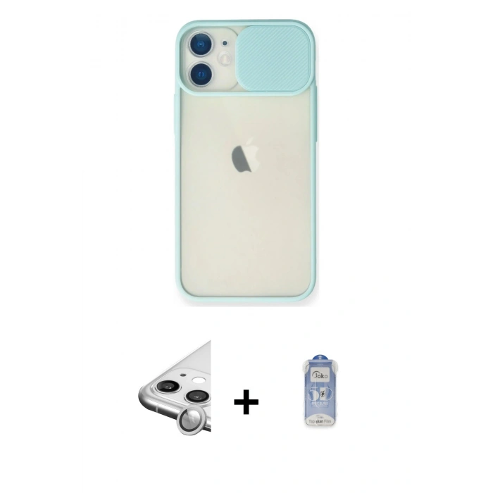 MARSİLYAN™- iPhone 11 Kılıf Vadi Çizgi - Siyah Joko Magic 5D Cam + Raze Metal Kamera Lens - GS