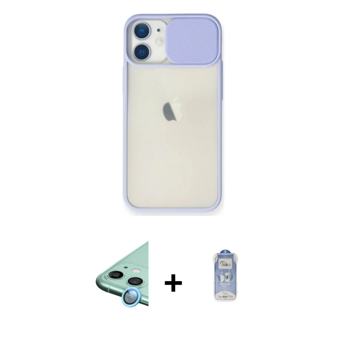 MARSİLYAN™- iPhone 11 Kılıf Vadi Çizgi - Siyah Joko Magic 5D Cam + Raze Metal Kamera Lens - MI