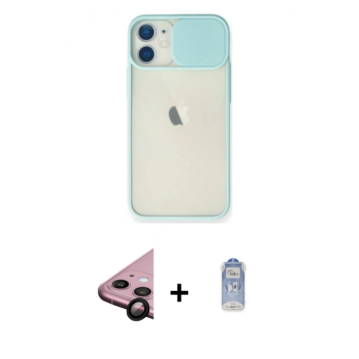 MARSİLYAN™- iPhone 11 Kılıf Vadi Çizgi - Siyah Joko Magic 5D Cam + Raze Metal Kamera Lens - SH