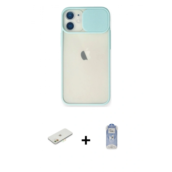 MARSİLYAN™- iPhone 11 Kılıf Vadi Çizgi - Siyah Joko Magic 5D Cam + Renkli Kamera Lens Koruma Cam - TU