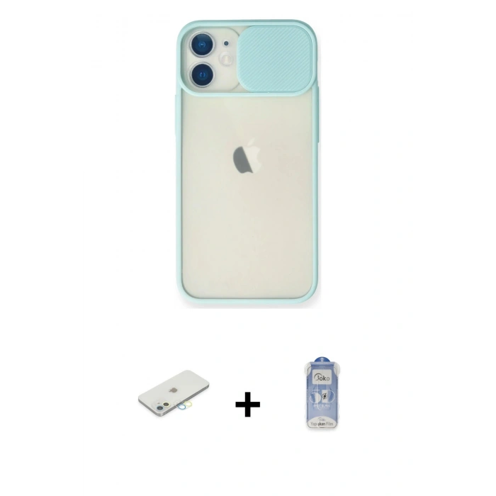 MARSİLYAN™- iPhone 11 Kılıf Vadi Çizgi - Siyah Joko Magic 5D Cam + Renkli Kamera Lens Koruma Cam - SI