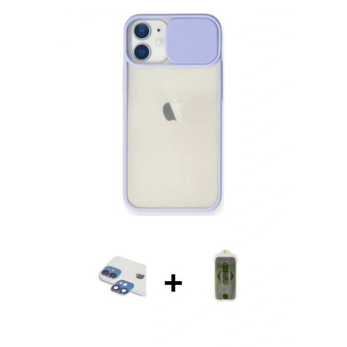 MARSİLYAN™- iPhone 11 Kılıf Vadi Çizgi - Siyah Joko Magic 5D Hayalet Cam + Pers Alüminyum Kamera Lens - GI