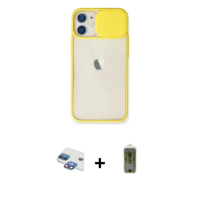 MARSİLYAN™- iPhone 11 Kılıf Vadi Çizgi - Siyah Joko Magic 5D Hayalet Cam + Pers Alüminyum Kamera Lens - GI