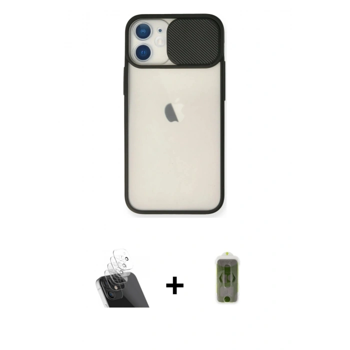 MARSİLYAN™- iPhone 11 Kılıf Vadi Çizgi - Siyah Joko Magic 5D Hayalet Cam + Kamera Lens Koruma Cam - SF