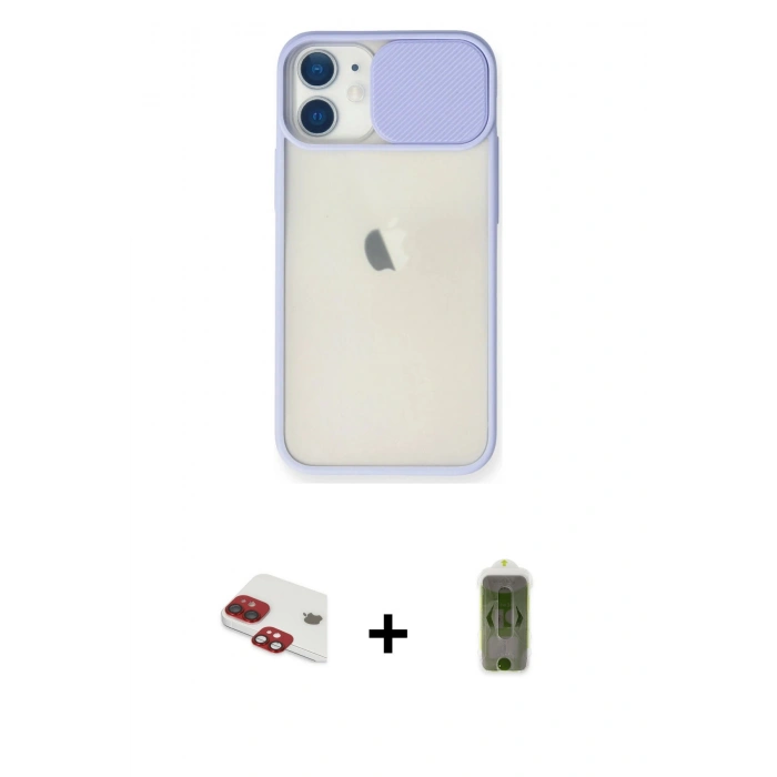 MARSİLYAN™- iPhone 11 Kılıf Vadi Çizgi - Siyah Joko Magic 5D Hayalet Cam + Pers Alüminyum Kamera Lens - KI