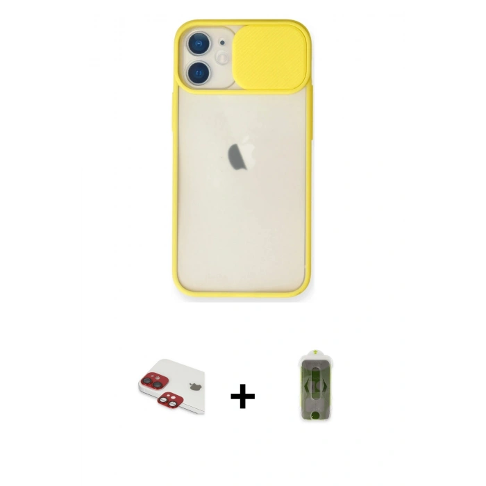 MARSİLYAN™- iPhone 11 Kılıf Vadi Çizgi - Siyah Joko Magic 5D Hayalet Cam + Pers Alüminyum Kamera Lens - KI