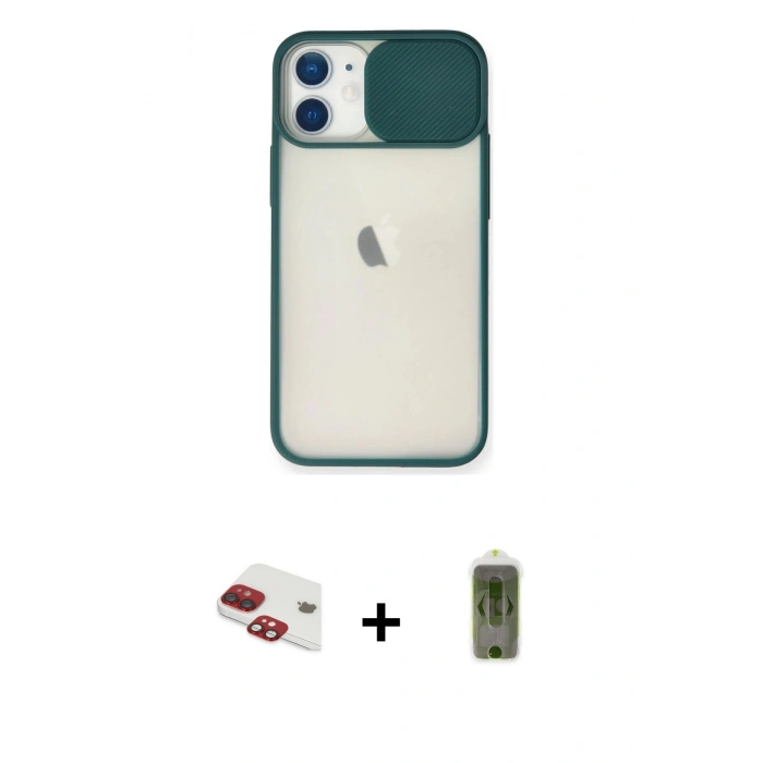MARSİLYAN™- iPhone 11 Kılıf Vadi Çizgi - Siyah Joko Magic 5D Hayalet Cam + Pers Alüminyum Kamera Lens - KI