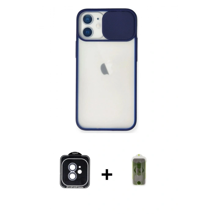 MARSİLYAN™- iPhone 11 Kılıf Vadi Çizgi - Siyah Joko Magic 5D Hayalet Cam + PVD Metal Kamera Lens - MI