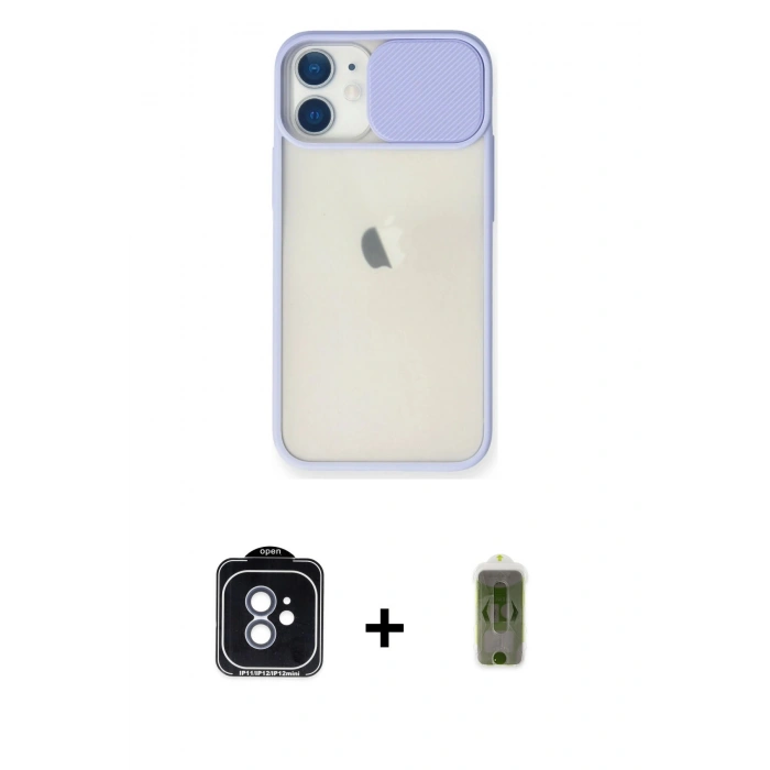 MARSİLYAN™- iPhone 11 Kılıf Vadi Çizgi - Siyah Joko Magic 5D Hayalet Cam + PVD Metal Kamera Lens - MI