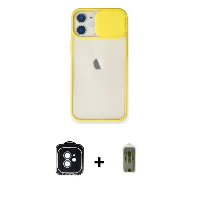MARSİLYAN™- iPhone 11 Kılıf Vadi Çizgi - Siyah Joko Magic 5D Hayalet Cam + PVD Metal Kamera Lens - MI