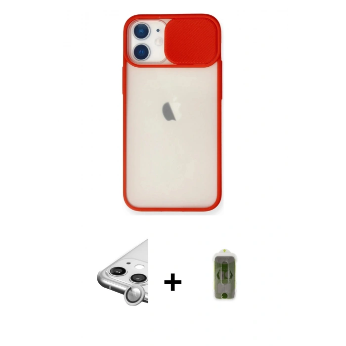 MARSİLYAN™- iPhone 11 Kılıf Vadi Çizgi - Siyah Joko Magic 5D Hayalet Cam + Raze Metal Kamera Lens - GS