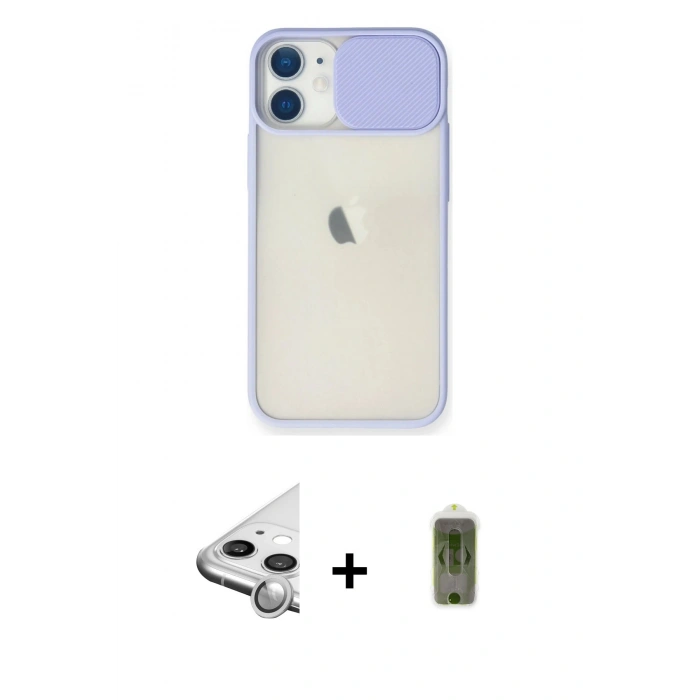 MARSİLYAN™- iPhone 11 Kılıf Vadi Çizgi - Siyah Joko Magic 5D Hayalet Cam + Raze Metal Kamera Lens - GS