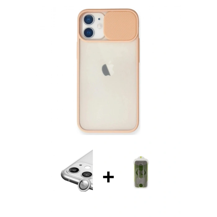 MARSİLYAN™- iPhone 11 Kılıf Vadi Çizgi - Siyah Joko Magic 5D Hayalet Cam + Raze Metal Kamera Lens - GS