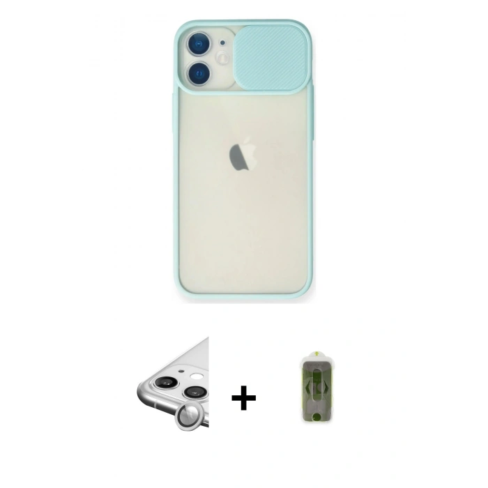 MARSİLYAN™- iPhone 11 Kılıf Vadi Çizgi - Siyah Joko Magic 5D Hayalet Cam + Raze Metal Kamera Lens - GS