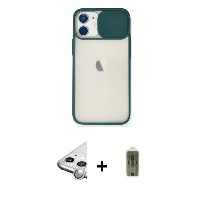 MARSİLYAN™- iPhone 11 Kılıf Vadi Çizgi - Siyah Joko Magic 5D Hayalet Cam + Raze Metal Kamera Lens - GS