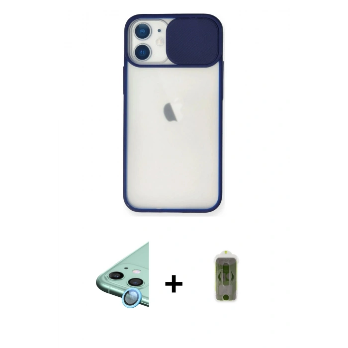 MARSİLYAN™- iPhone 11 Kılıf Vadi Çizgi - Siyah Joko Magic 5D Hayalet Cam + Raze Metal Kamera Lens - MI