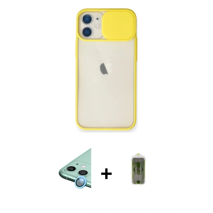 MARSİLYAN™- iPhone 11 Kılıf Vadi Çizgi - Siyah Joko Magic 5D Hayalet Cam + Raze Metal Kamera Lens - MI