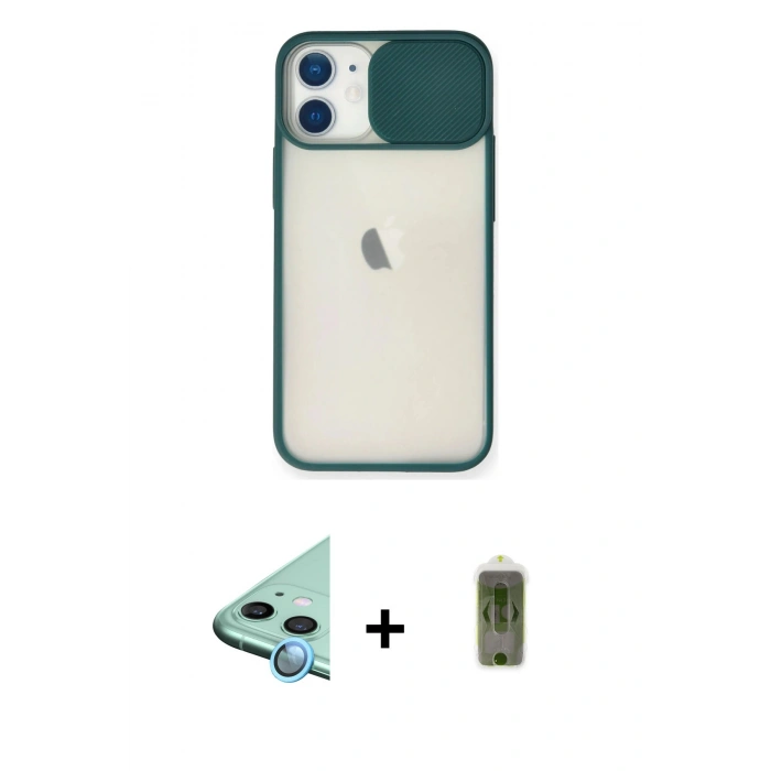 MARSİLYAN™- iPhone 11 Kılıf Vadi Çizgi - Siyah Joko Magic 5D Hayalet Cam + Raze Metal Kamera Lens - MI