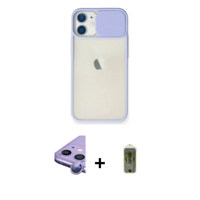MARSİLYAN™- iPhone 11 Kılıf Vadi Çizgi - Siyah Joko Magic 5D Hayalet Cam + Raze Metal Kamera Lens - MR
