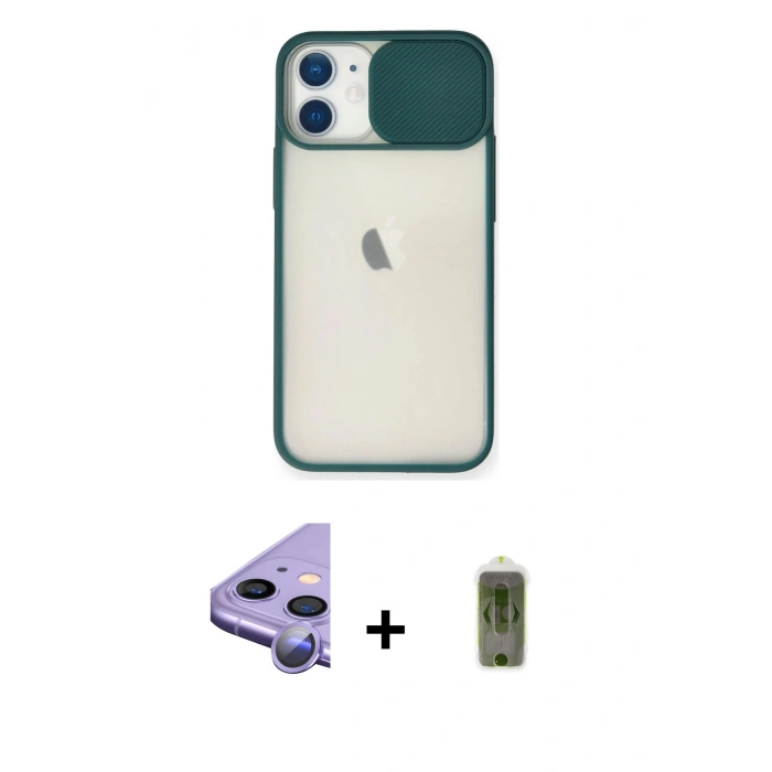 MARSİLYAN™- iPhone 11 Kılıf Vadi Çizgi - Siyah Joko Magic 5D Hayalet Cam + Raze Metal Kamera Lens - MR