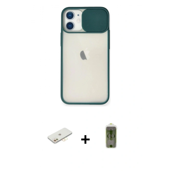 MARSİLYAN™- iPhone 11 Kılıf Vadi Çizgi - Siyah Joko Magic 5D Hayalet Cam + Renkli Kamera Lens Koruma Cam - SI