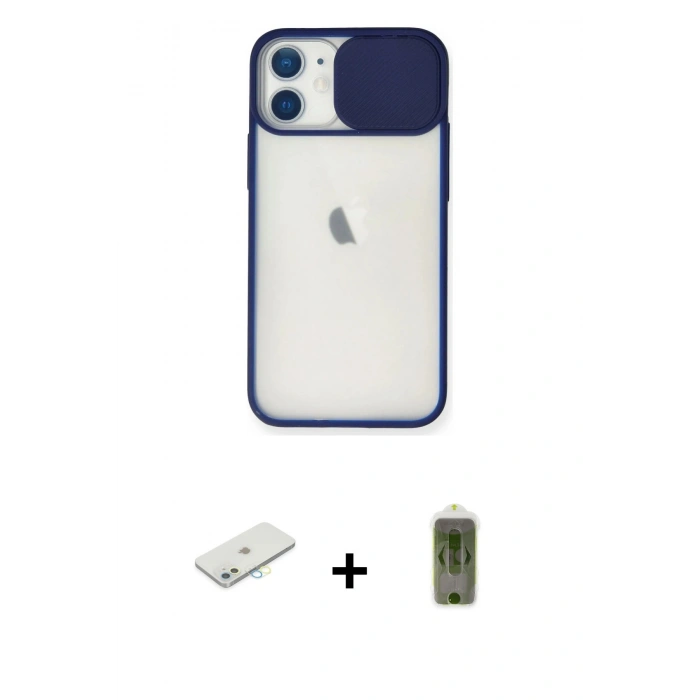 MARSİLYAN™- iPhone 11 Kılıf Vadi Çizgi - Siyah Joko Magic 5D Hayalet Cam + Renkli Kamera Lens Koruma Cam - SI