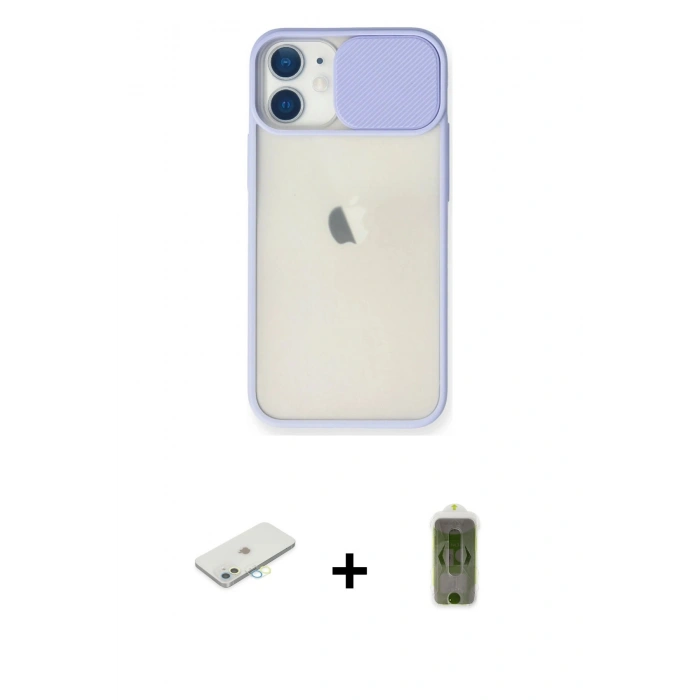 MARSİLYAN™- iPhone 11 Kılıf Vadi Çizgi - Siyah Joko Magic 5D Hayalet Cam + Renkli Kamera Lens Koruma Cam - SI