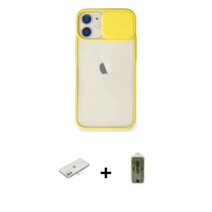 MARSİLYAN™- iPhone 11 Kılıf Vadi Çizgi - Siyah Joko Magic 5D Hayalet Cam + Renkli Kamera Lens Koruma Cam - SI