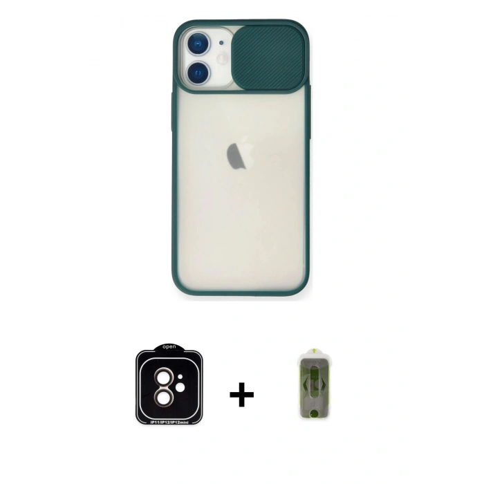 MARSİLYAN™- iPhone 11 Kılıf Vadi Çizgi - Siyah Joko Magic 5D Hayalet Cam + PVD Metal Kamera Lens - TU